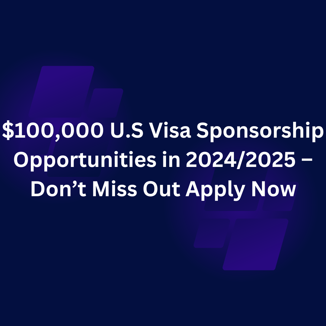 $100,000 U.S Visa Sponsorship Opportunities